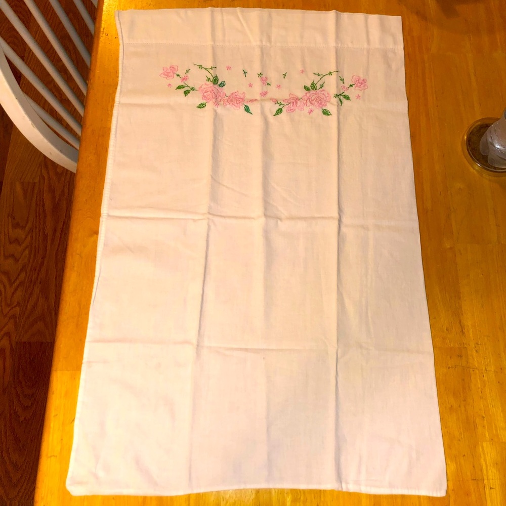 Vintage Floral Embroidered Pillowcase